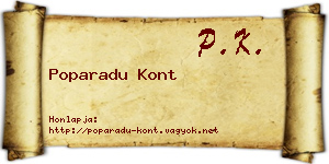 Poparadu Kont névjegykártya
